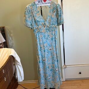 Astr the label blue floral dress open back